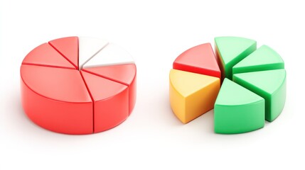 Obraz premium 3D Isolated Pie Chart Icon on White Background with Transparent Style