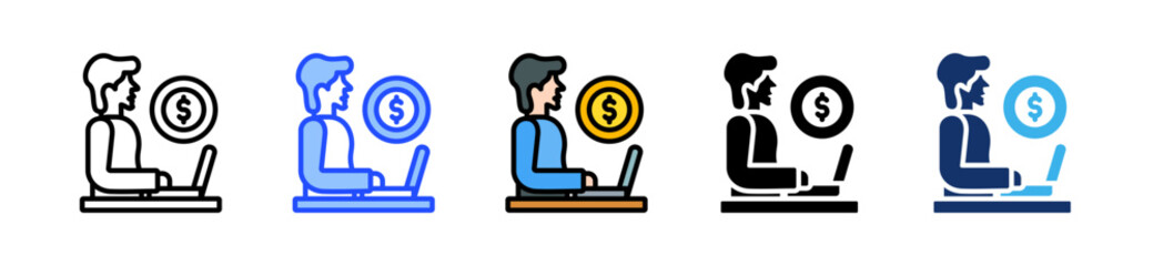 Bank Teller Icon Collection With Multiple Styles