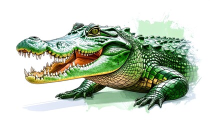 Obraz premium Crocodile portrait, vibrant colors