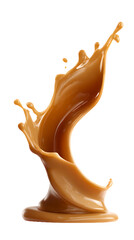 splash of caramel sauce on transparent background