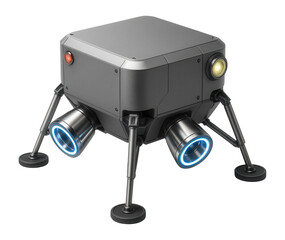 Compact lunar module with dual thrusters and navigation lights