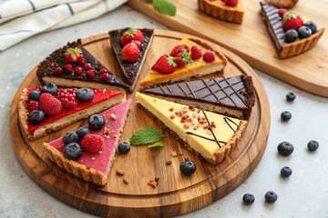 national pie day a round wooden board filled with