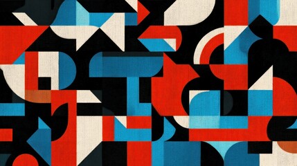 Abstract Geometric Pattern Design in Retro Bauhaus Style