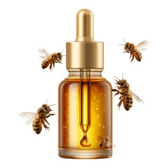 Honey Extract with Bees in Artistic Background