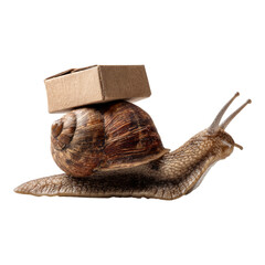 Snail with Parcel on Back in Natural Setting