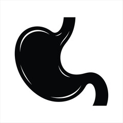 Fototapeta premium Black silhouette of human stomach on white background