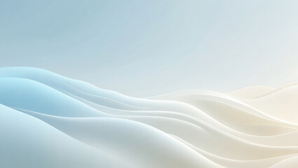 Serene abstract landscape with flowing waves of blue and yellow silk.