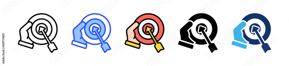 Poster goal target icon collection with multiple styles