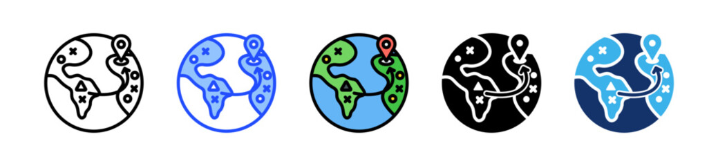 Strategy Map Icon Collection With Multiple Styles