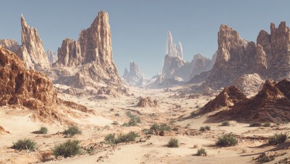 Vast desert canyon, sandstone peaks (1)