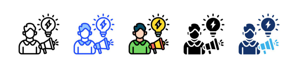 Idea Pitch Icon Collection With Multiple Styles