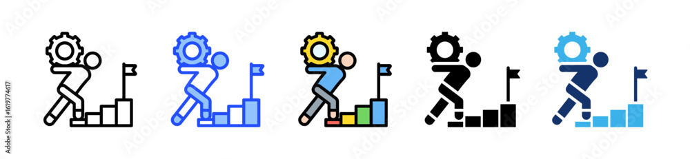 Poster team contributions icon collection with multiple styles