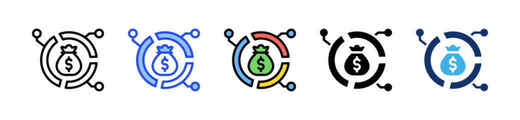 Budget Allocation Icon Collection With Multiple Styles