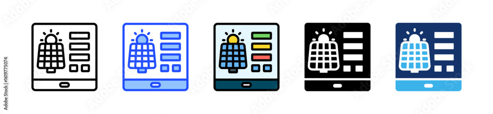 Poster solar energy app icon collection with multiple styles