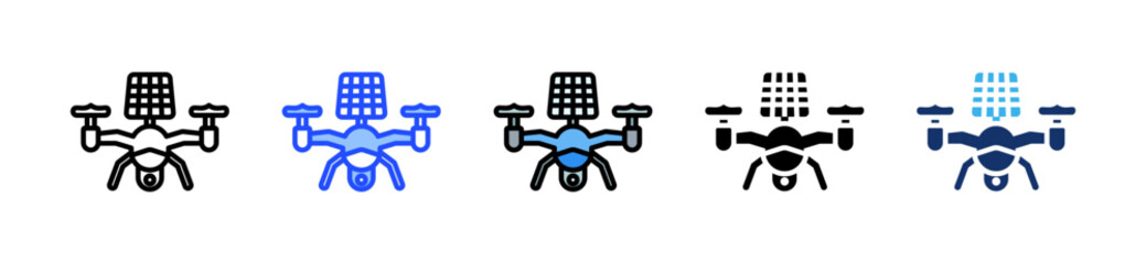 Solar Drone Icon Collection With Multiple Styles