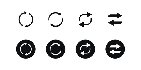 A set of refresh icons in multiple styles, ideal for syncing, looping, or update concepts.