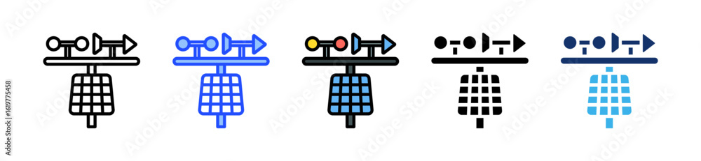 Poster solar weather station icon collection with multiple styles