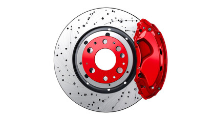 Isolated Automotive Brake Disk Rotor Caliper on Transparent Background png form