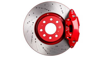 Isolated Automotive Brake Disk Rotor Caliper on Transparent Background.