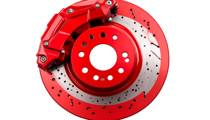 Isolated Automotive Brake Disk Rotor Caliper on Transparent Background