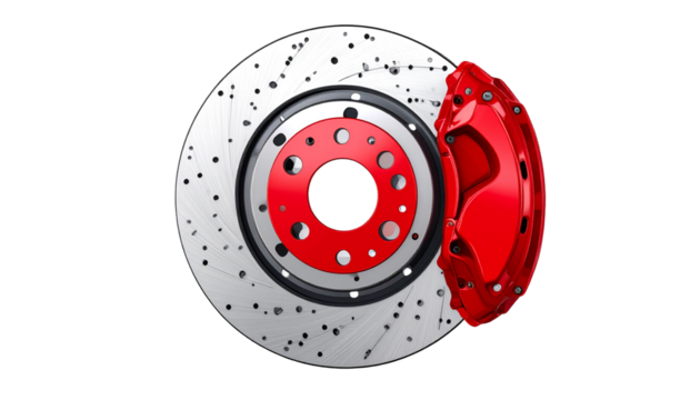 Isolated Automotive Brake Disk Rotor Caliper on Transparent Background png form