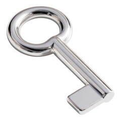 Silver Vintage Key Isolated on White Background