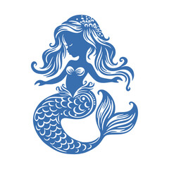 A colorful illustration of a mermaid with flowing hair, showcasing the whimsical underwater fantasy and enchanting ocean life. Vector illustration.