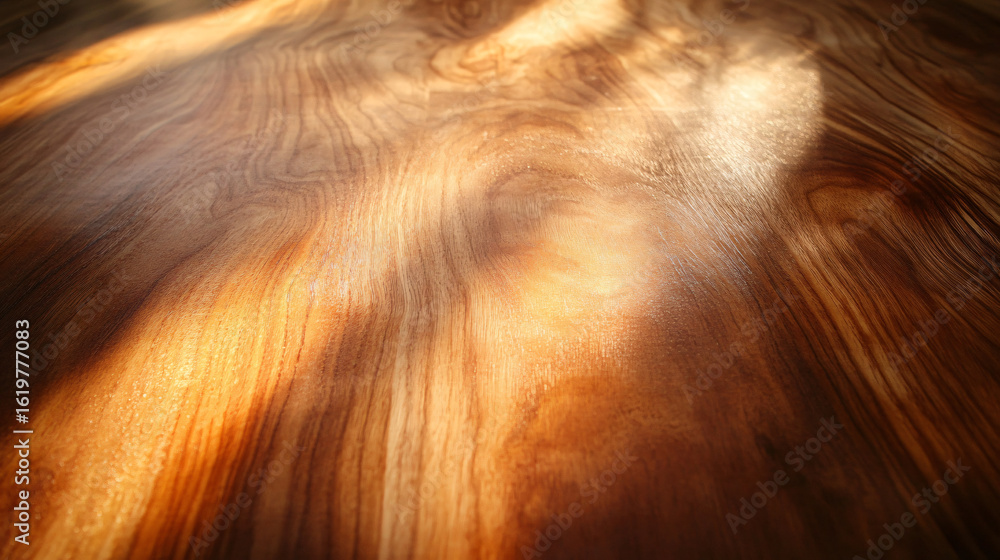 Poster gorgeous wooden table capturing natural light creating a warm and inviting environment for gathering