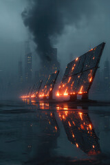 Fototapeta premium Festival of happy lifestyle fashion amidst an urban inferno captivating digital art perspective