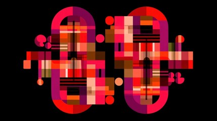 Abstract Geometric Design in Bold Colors and Shapes Inspired by Brutalism