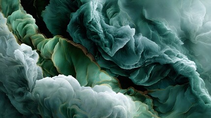 Obraz premium Abstract Vertical Background with Layered Green Marble Texture and Flowing Forms perfect for luxury branding, packaging design, digital wallpapers and contemporary art backdrops