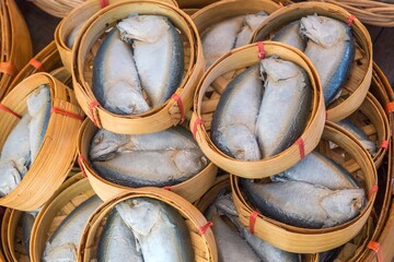 Steamed Mackerel in Bamboo Baskets