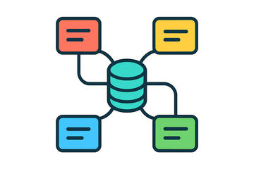 Data visualization with interconnected database and colored boxes data mapping diagram
