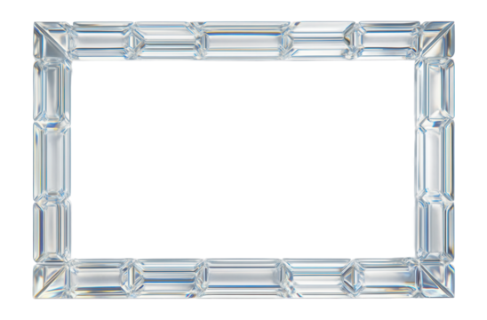 Rectangular frame of interlocking prisms, casting refracted rainbow patterns outward.