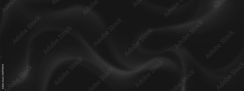 Poster realistic smoke overlay effect - flowing grey vapor waves on transparent background. soft fog textur