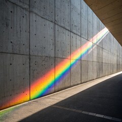 Rainbow Light on Gray Concrete Wall
