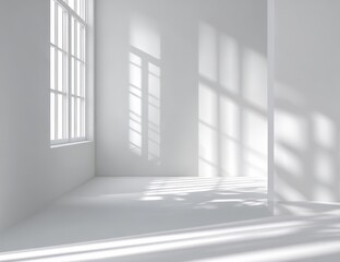 Fototapeta premium Empty white room with sun shadows
