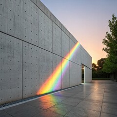 Rainbow Light on Gray Concrete Wall