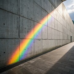 Rainbow Light on Gray Concrete Wall