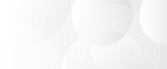 Fototapeta premium Minimalist white and gray abstract background with curved circular lines and soft gradients, perfect for modern presentations, websites, and professional branding.