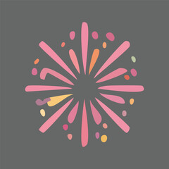 A charming hand-drawn illustration of a colorful firework burst. This abstract celebratory graphic element symbolizes joy and festivity.