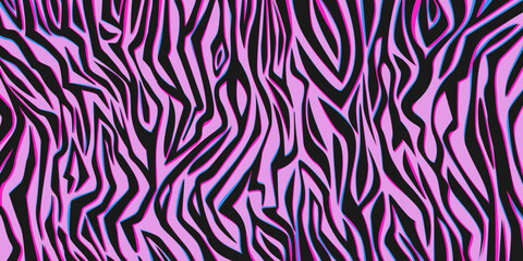 Y2k zebra print pattern with pastel gradient - black animal skin stripes on purple background. Retro wild safari texture for trendy aesthetic designs with nostalgic cyber vibes.