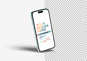 Smartphone With Shadow Floating On White Mockup