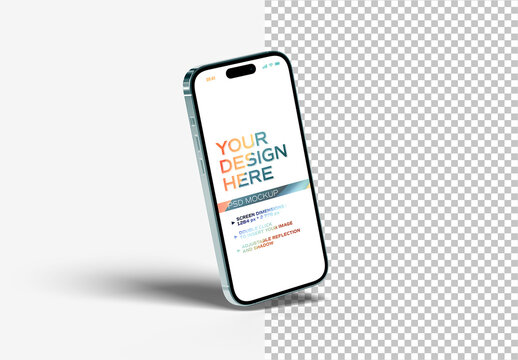 Smartphone With Shadow Floating On White Mockup