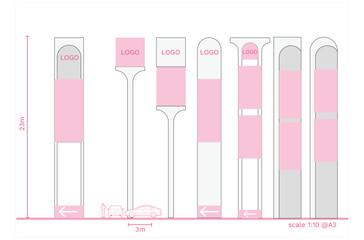 Architectural Drawings, pylon signage design outdoor for commercial building