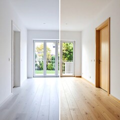 Fototapeta premium Empty room before and after renovation