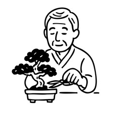 盆栽　線画