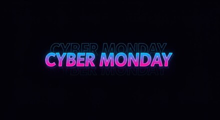 Cyber monday text with neon effect against a dark colored space