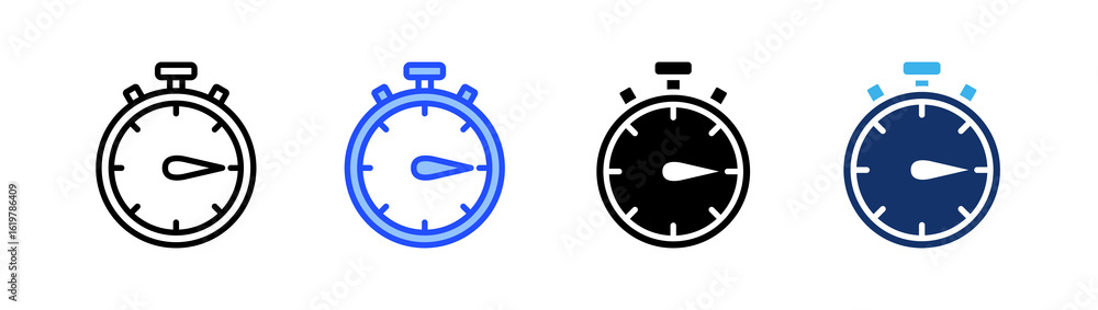 Poster stopwatch icon collection with multiple styles