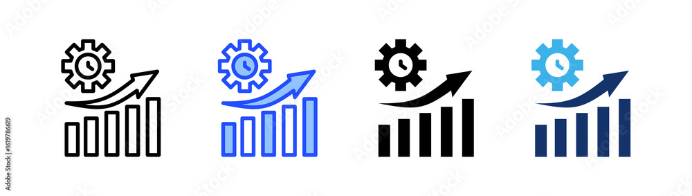 Poster productivity icon collection with multiple styles